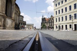 De brede straten van Dresden.