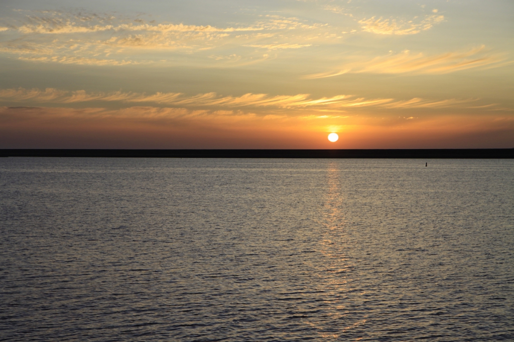 Ondergaande zon Lauwersmeer